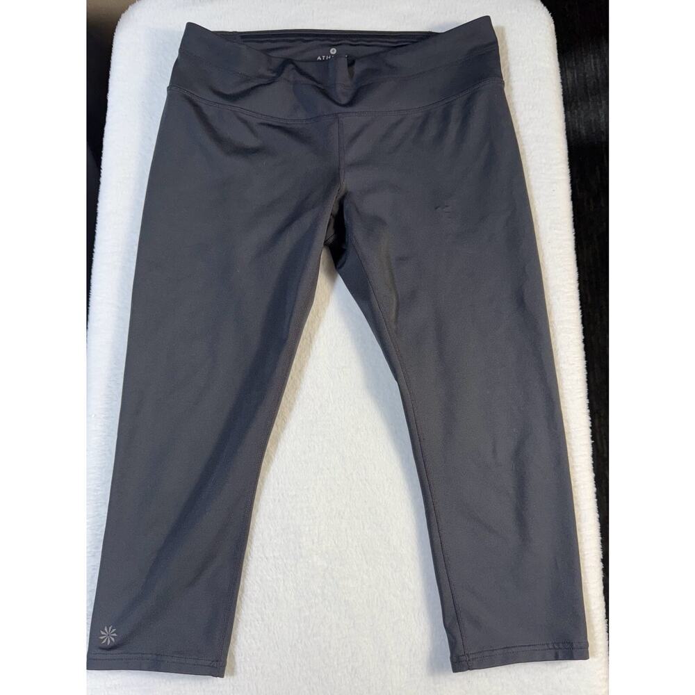 Athleta Capri Leggings Womens Medium Black Zipper Pocket Yoga Gym Workout